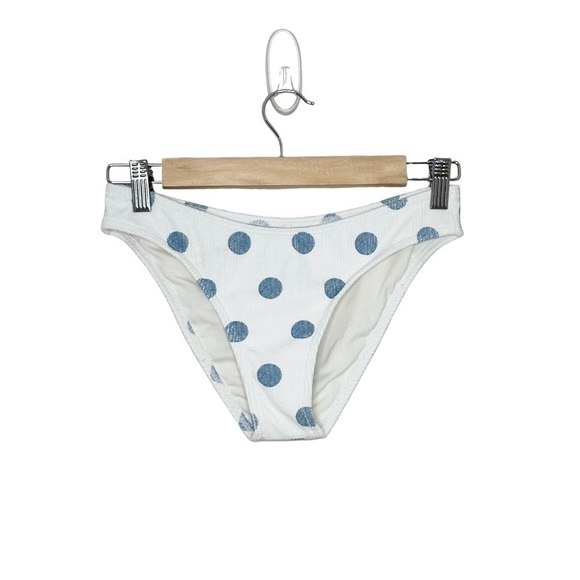 NWT Billabong X Wrangler Small Smocked Blue Polka Dot Bikini Bottom - Picture 2 of 6